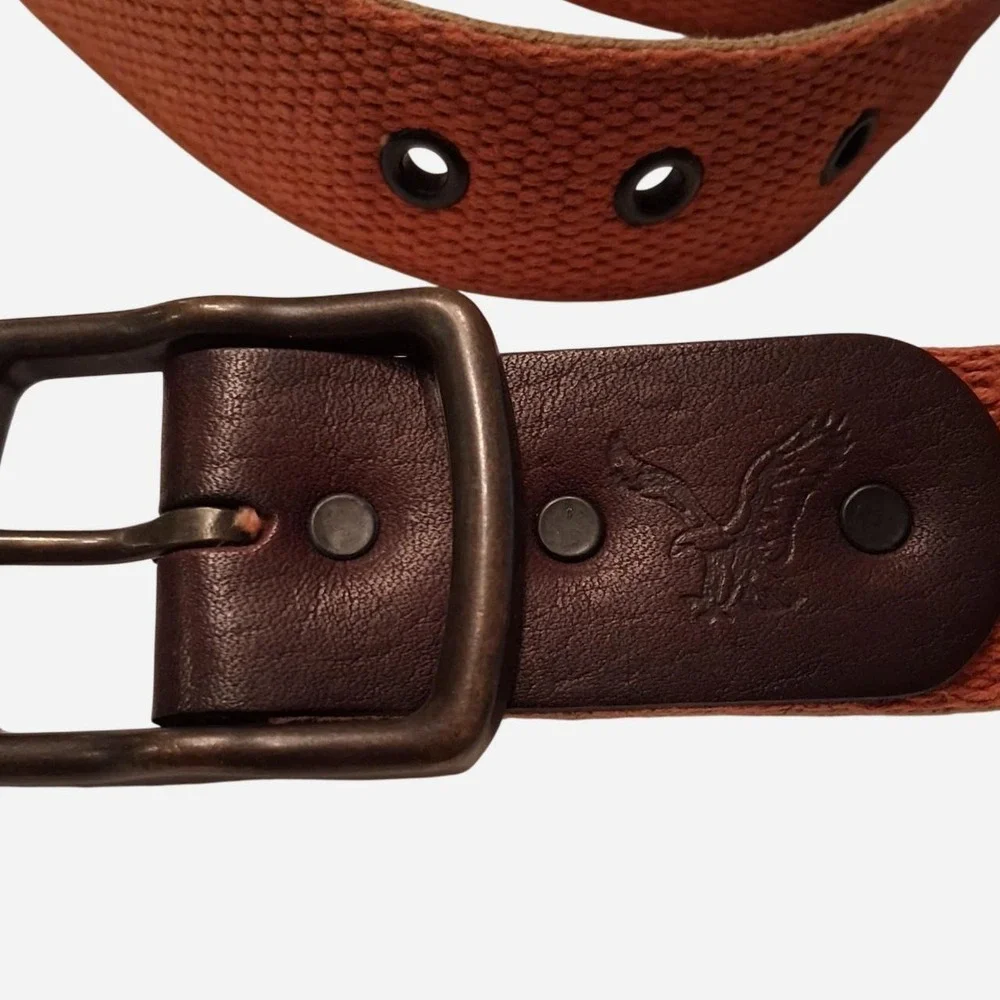 Mens Womens 2013 American Eagle canvas rust orange and khaki reversible belt